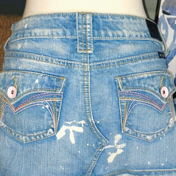 ‼4/$20Hint jeans skirt light wash distr + bleach 7 - Picture 2 of 13